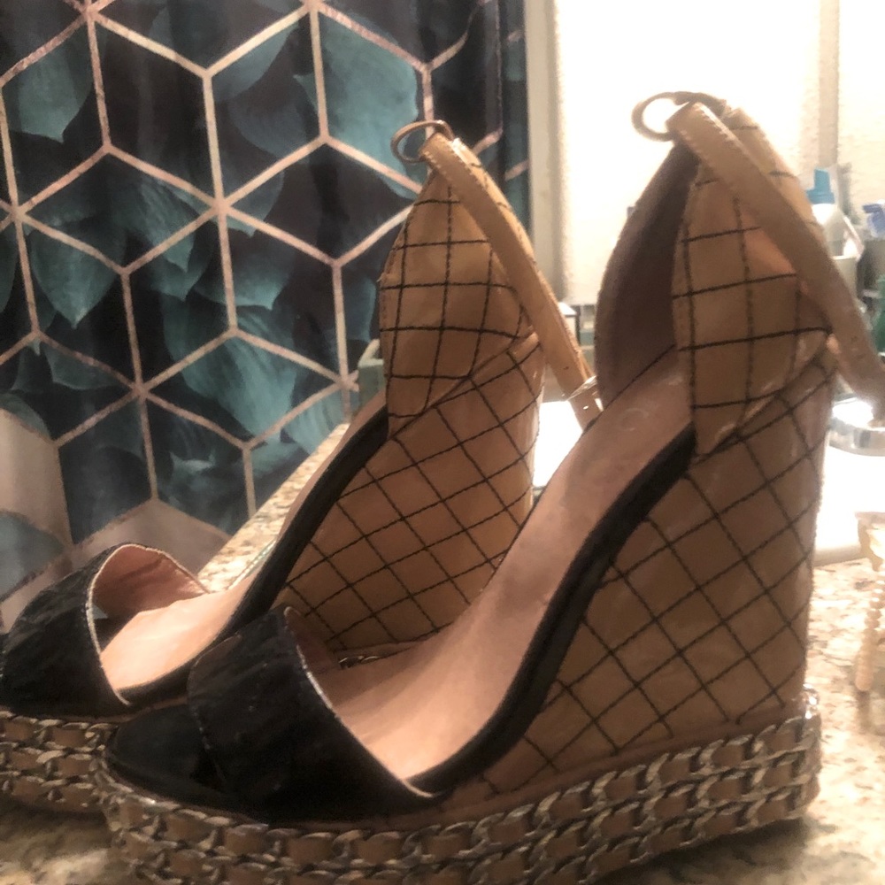 Black and Nude Jeffrey Campbell Wedges